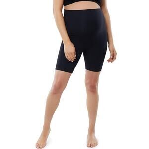 Isabel Women's Black Rib Active Seamless Maternity Bike Shorts Size S